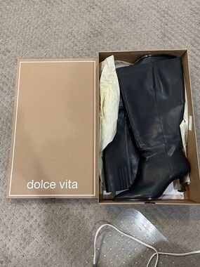 Dolce Vita Black Leather Mid-Calf Boots